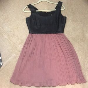 Faux leather and chiffon dress